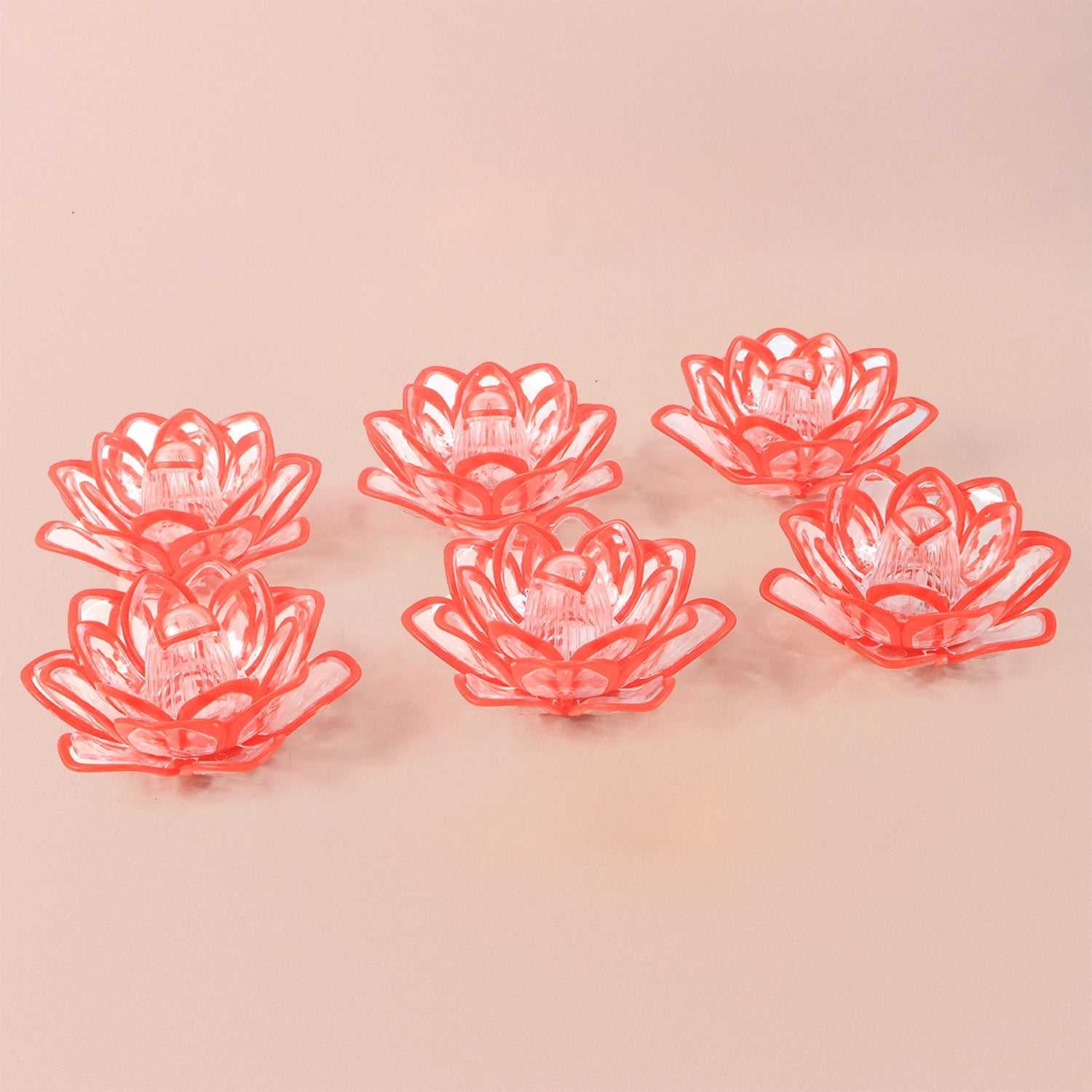Set of 6 Lotus Shaped LED Flameless Decorative Candles Set of 6 Lotus Shaped LED Flameless Decorative Candles